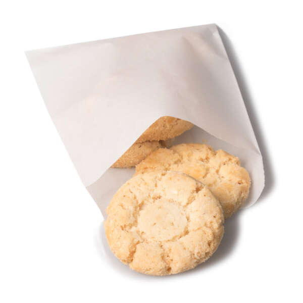 small flat white glassine paper bag for bakery snacks view 2