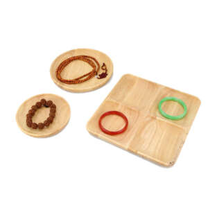 solid wood square round empty display tray for ring bracelet pendant view 1