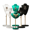 Black metal leather retractable necklace display portrait