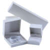 white paper jewelry gift box with filled leather insert view 2