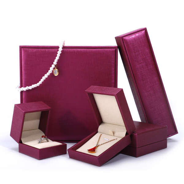 custom logo leather jewelry set box for necklace earrings ring view 3