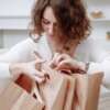 eco kraft shopping bag with die cut handle for supermarket view 3