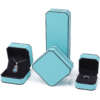 cyan leather custom logo jewelry box for necklace earrings - front view