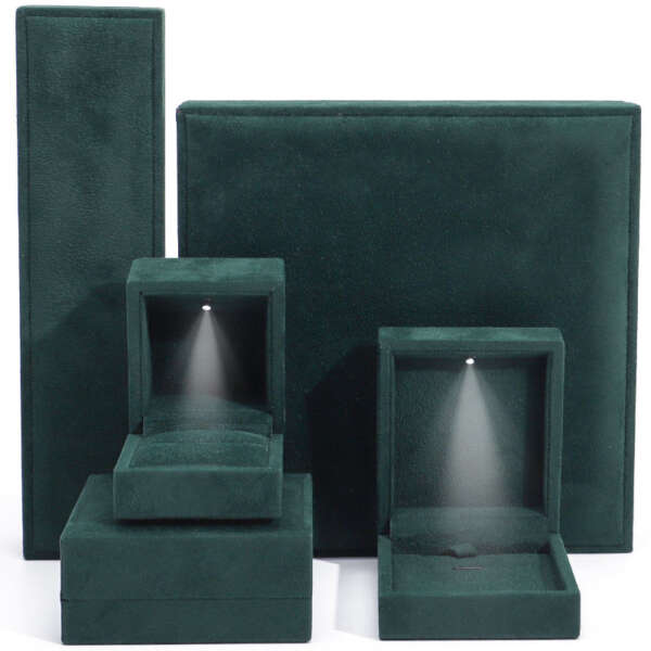 LED necklace and ring jewelry box with light and printed logo - front view