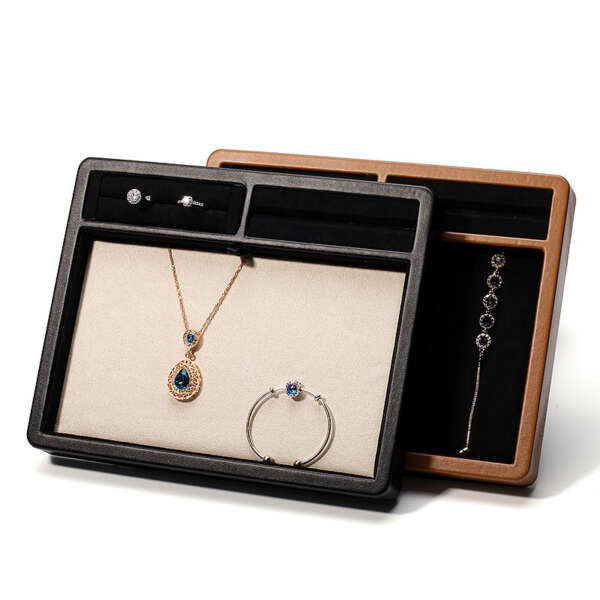 Custom bracelet display tray with soft leather-look finish