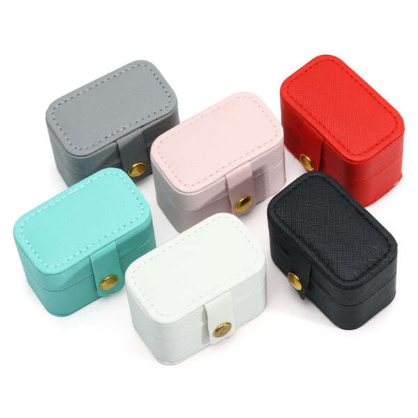 PU leather mini travel jewelry organizer case for ring earring necklace - product presentation
