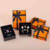orange black cardboard jewelry set box for necklace earrings ring - product presentation