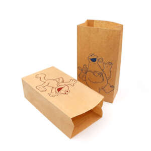 custom square bottom kraft candy paper bag with flexo print view 1