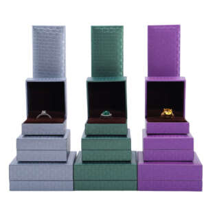 purple paper jewelry packaging box for pendant bracelet necklace ring - detail view