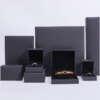 black printed cardboard jewelry gift box for necklace bracelet ring - detail view
