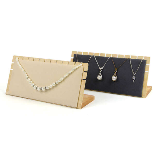 Solid wood L groove display prop for pendant necklace