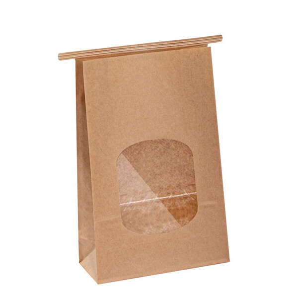brown take out food paper bag showing wholesale sizing, custom print and takeaway packing options
