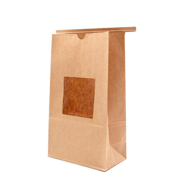 brown kraft coffee paper bag with flexo printed custom logo - front view