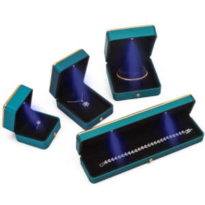 peacock LED jewelry organizer box with light for bracelet necklace earrings ring - detail view