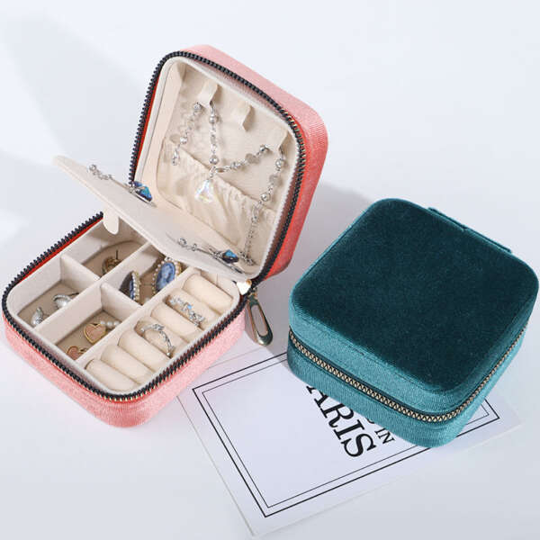 custom logo jewelry storage box for earrings necklace ring - detail view