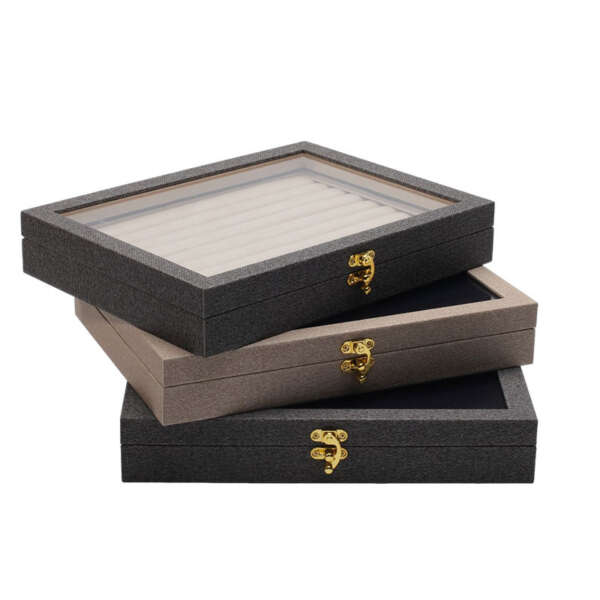PU necklace ring pendant jewelry display storage tray - detail view