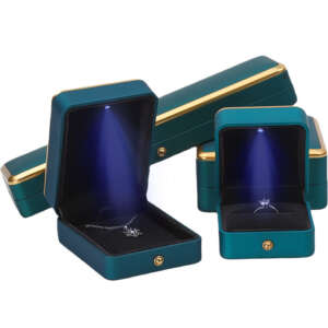 peacock LED jewelry organizer box with light for bracelet necklace earrings ring - front view