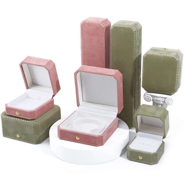 luxury octagonal jewelry box with gold buckle for bracelet necklace ring - retail display