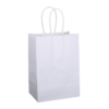 Custom square bottom white kraft carrier bag for shopping, gifts, boutiques and eco-friendly carrier packaging