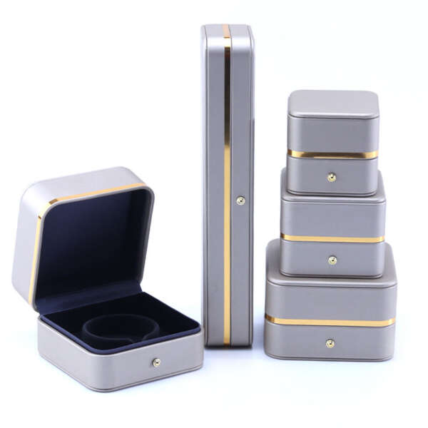 gold high grade leather jewelry gift box for bracelet necklace watch ring view 4