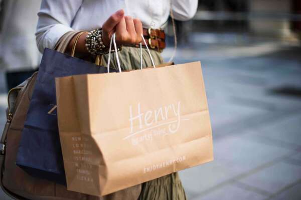 custom printed recycled takeaway kraft paper bag with logo view 5