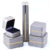 gold high grade leather jewelry gift box for bracelet necklace watch ring view 5