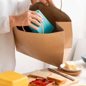 custom color kraft restaurant supermarket shopping paper bag view 2