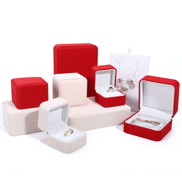 PU leather necklace and ring jewelry packaging box view 2