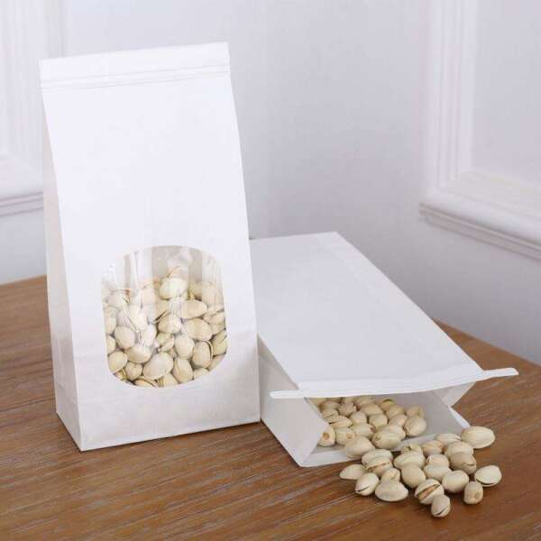 decomposable organic brown kraft popcorn food bag with window image 4