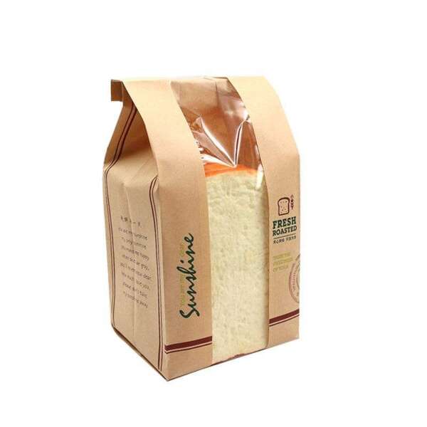 Custom flat bottom SOS lunch snack paper bag for popcorn, lunch, bread, snacks, coffee and eco food packaging