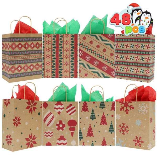 Wholesale Christmas kraft shopping gift bag for custom paper bag buyers