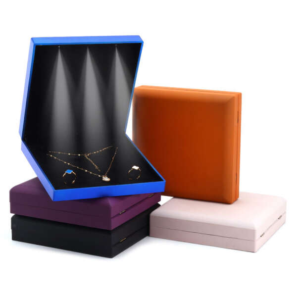 custom logo white light LED ring jewelry box set - gift packaging
