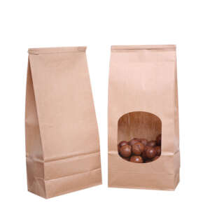 Custom greaseproof bakery bag with window for bread, cookies, bakery, snacks and food display packaging