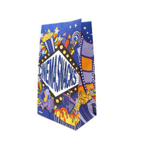 biodegradable kraft popcorn snack paper bag with flexo print view 1
