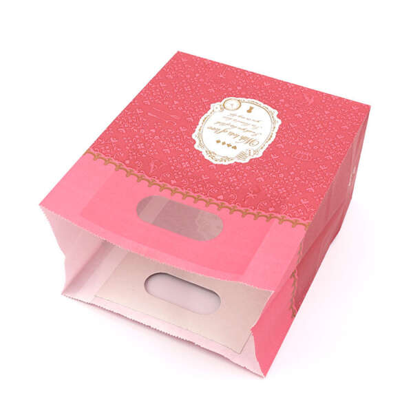 recycled die cut shopping paper bag with custom printed design - retail display view