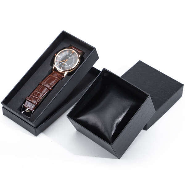 crocodile texture paper watch box with pillow insert - front view