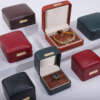 leather jewelry gift display box for bracelet necklace ring earrings - front view