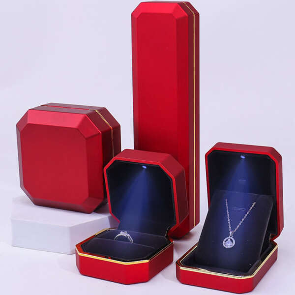 custom painted LED jewelry box for bracelet earrings necklace ring - gift packaging