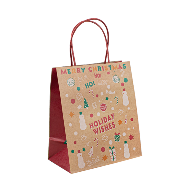 luxury coated Christmas kraft shopping paper bag for promotion view 1