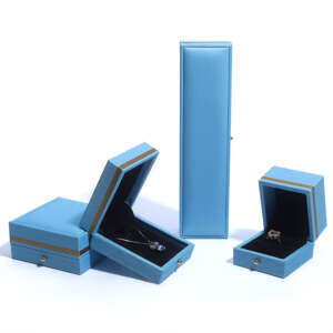 gold leather wedding jewelry box for ring necklace bracelet view 2