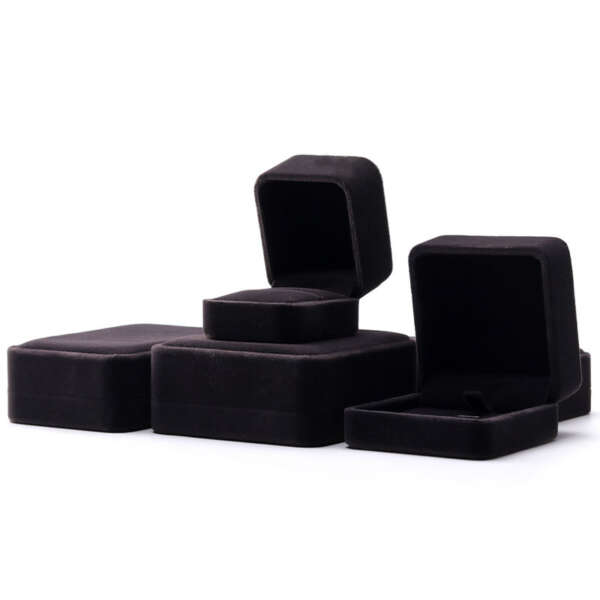 square dark custom logo printed jewelry ring box - retail display