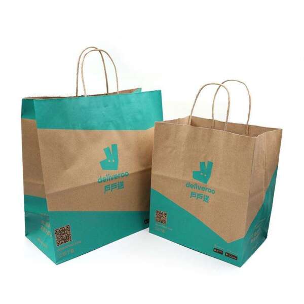 custom brown craft accessory paper bag with printed logo - front view