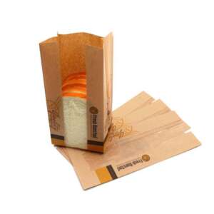 white kraft greaseproof bakery bread paper bag with window view 2