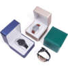 PU leather watch gift box with pillow insert and custom logo - front view