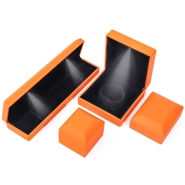 orange LED ring jewelry box with white light for earrings necklace bracelet - gift packaging