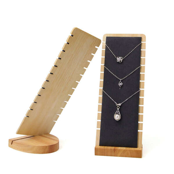 solid wood 12 position pendant necklace hanging chain display plate - product presentation