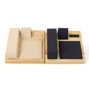 Wood display tray set for ring earrings watch and bracelet