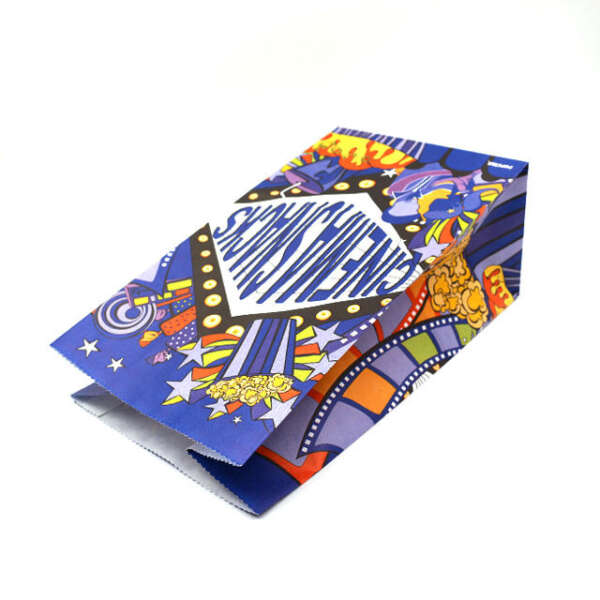 biodegradable kraft popcorn snack paper bag with flexo print view 3