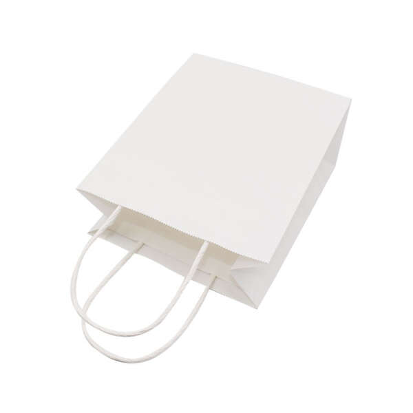 Wholesale square bottom white kraft carrier bag for custom paper packaging orders