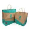 reusable fashion kraft gift bag showing flexo printing, long handle length and reusable paper bag construction